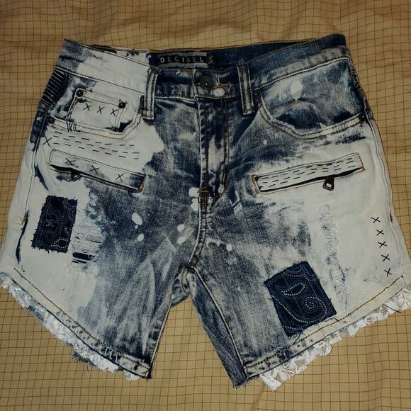 Upcycled Repurposed Distressed Decibel Cut Off‎ Shorts Sz 30 - Picture 2 of 10